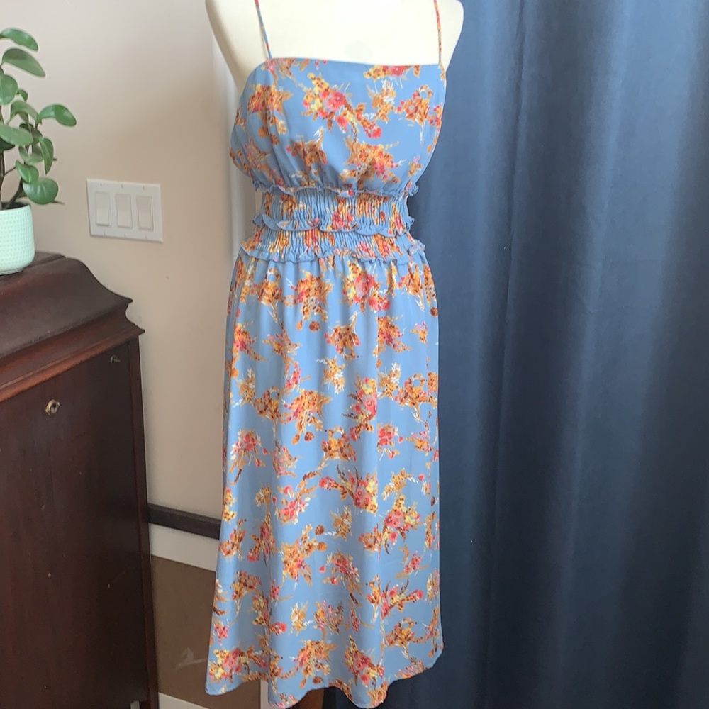 👗Chic Smocked Waist Floral Dress by Row A - NWT